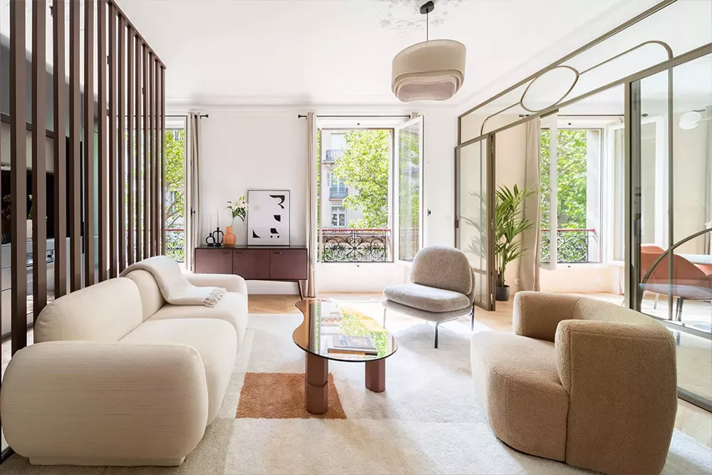 interior of a luxury apartment in shades of beige