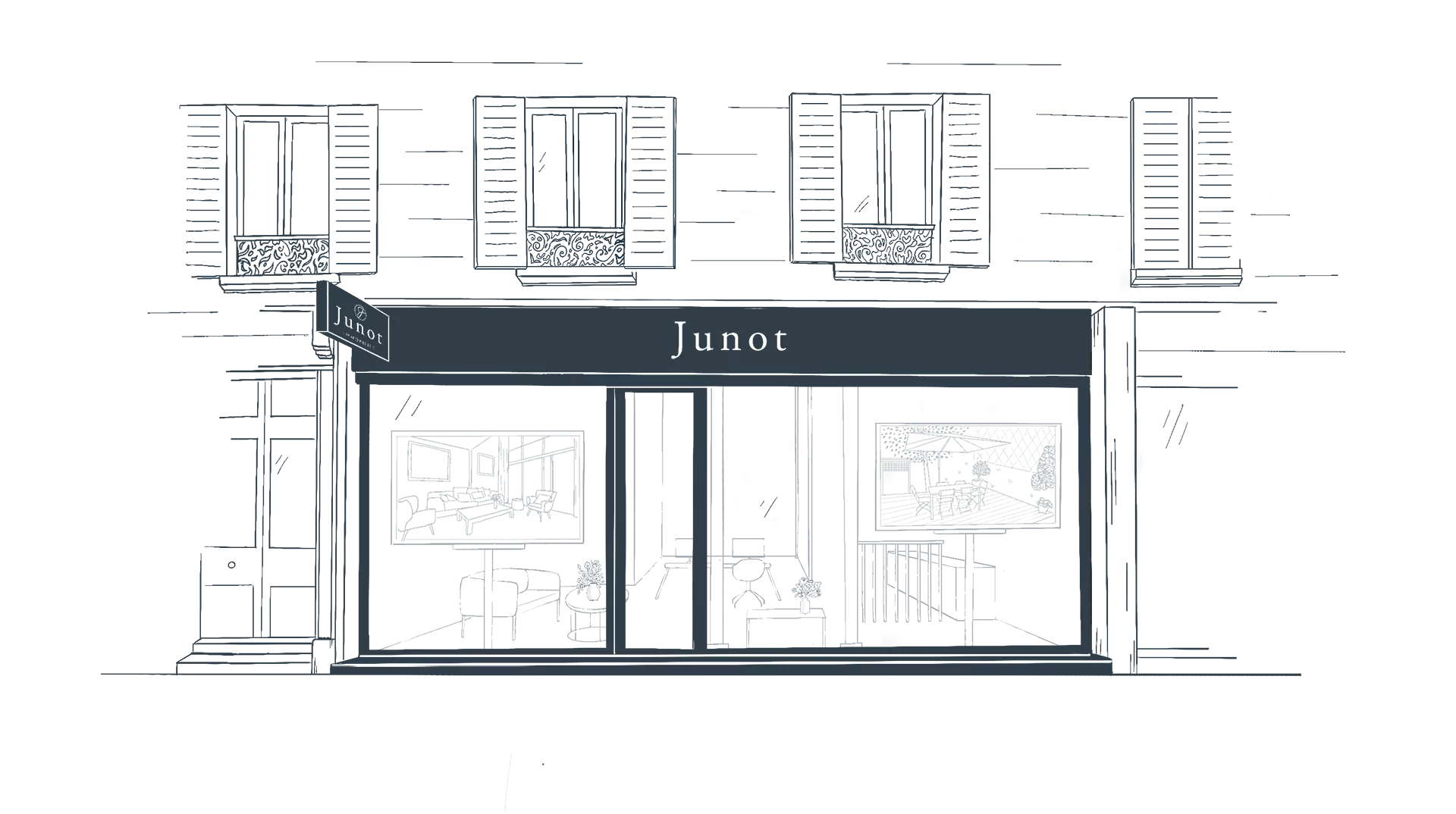 L'illustration de l'extérieur de l'agence immobilière de luxe Junot Neuilly-sur-Seine