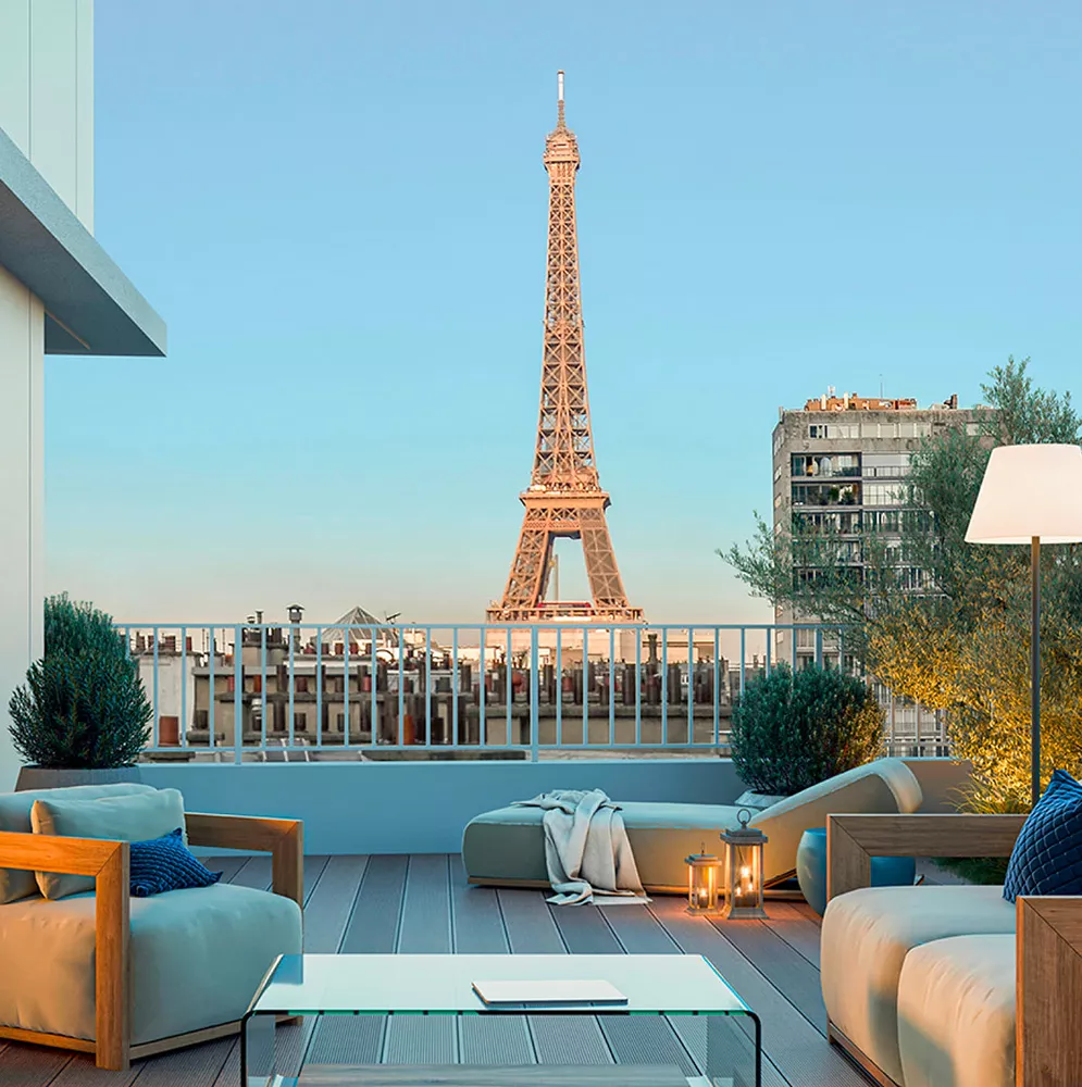 Appartement de prestige avec vue sur la Tour Eiffel depuis la terrasse d'exception