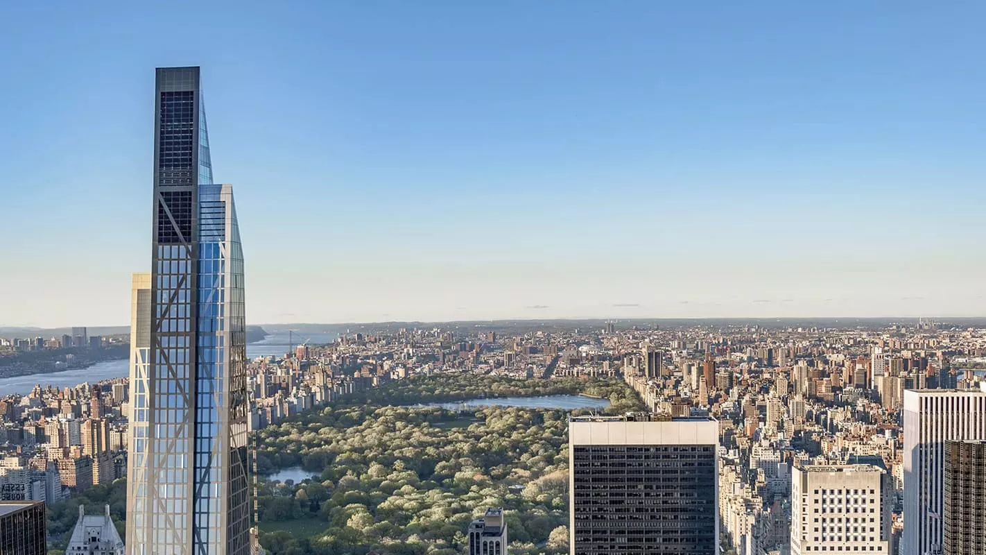 Vue aérienne d'une grande ville avec appartements de luxe à vendre