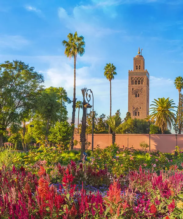 The entrance to a luxury house in Marrakesh in Morocco