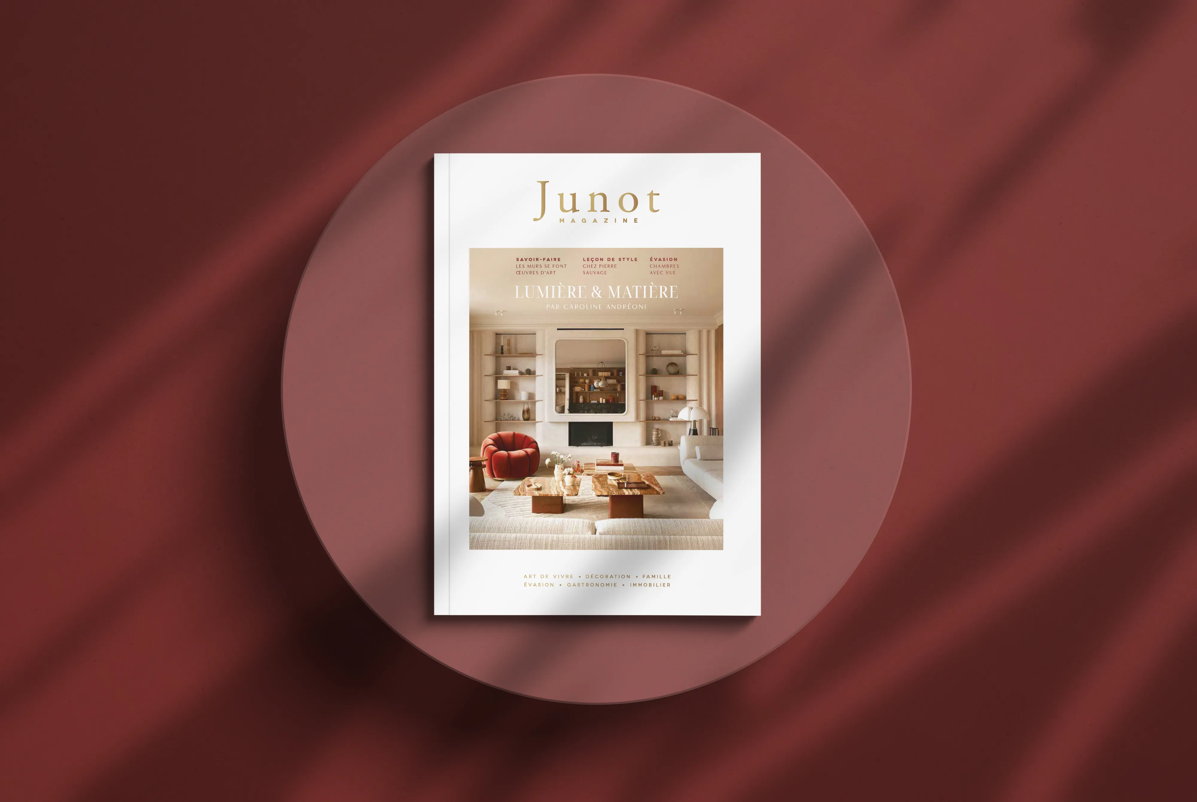 Cover of the latest edition of Junot Magazine closed on a green background