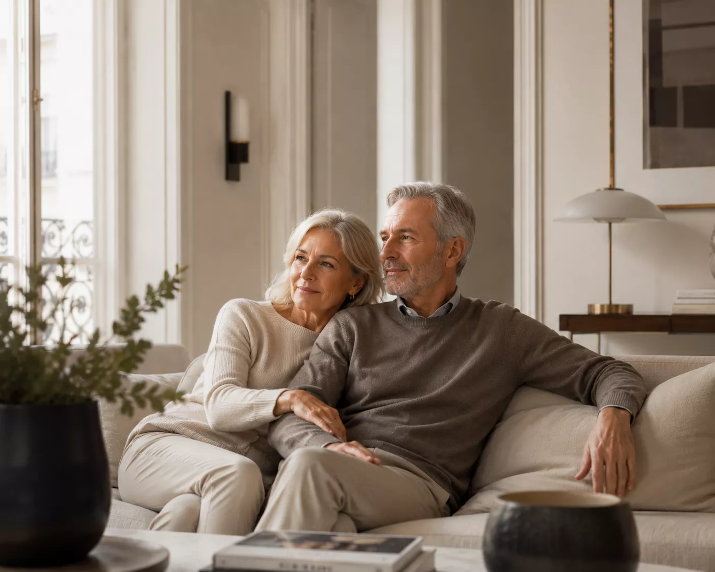 couple senior réfléchissant à la solution du viager ou de la nue-propriété